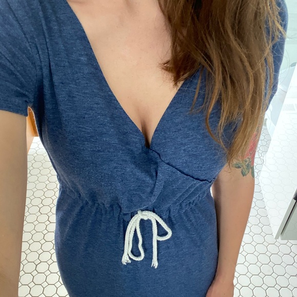 Blue Beach Maxi Dress with Drawstring - Picture 4 of 7